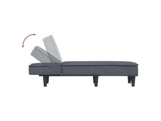 Chaise longue gris foncé velours