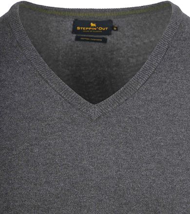 Steppin' Out Trui Cotton Cashmere V-hals Antraciet Melange SM1201.0001-1203/PU-V-COCASH-STEPP-GREY kopen