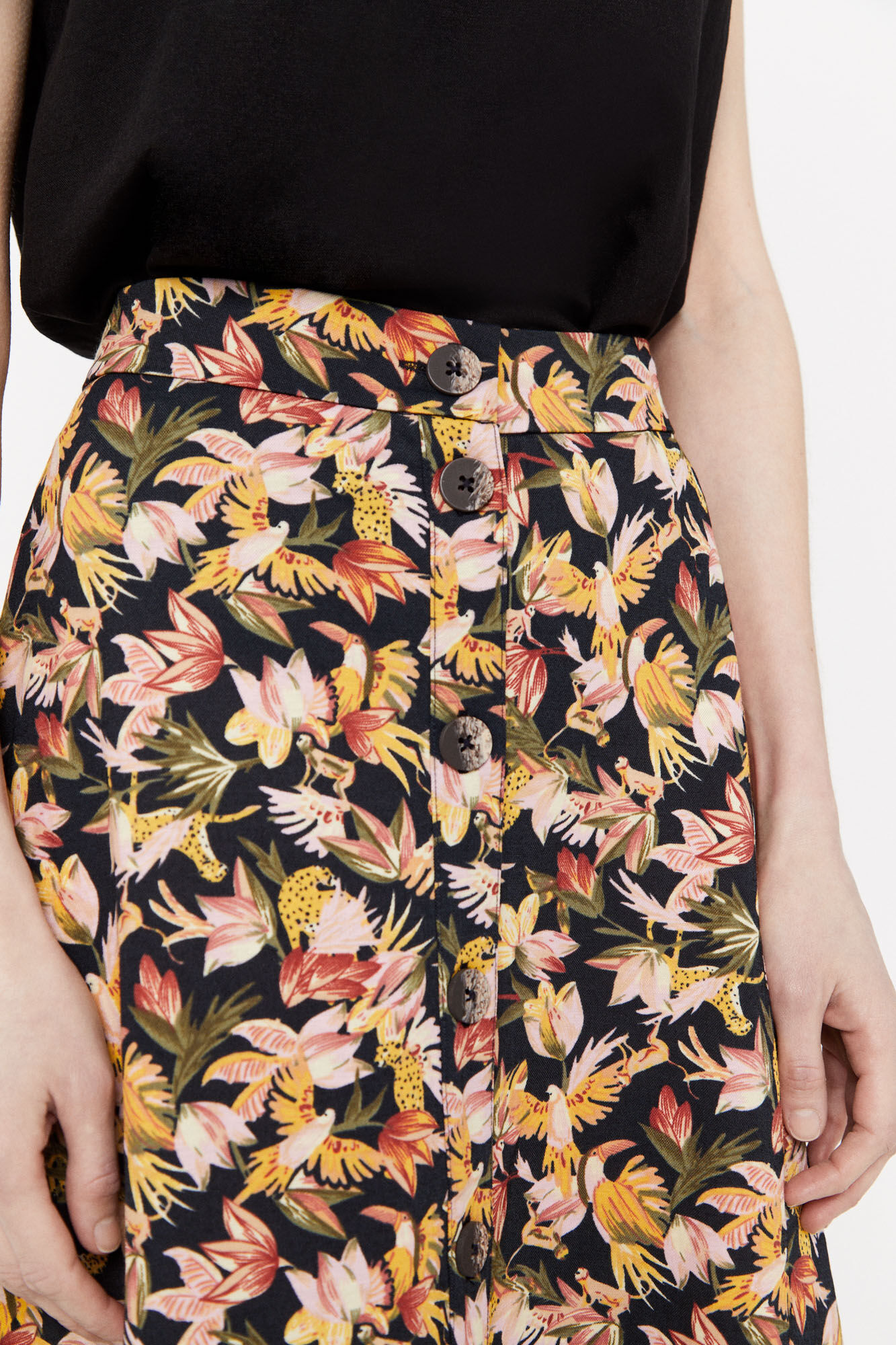 Saia midi em camadas - Multicolorida