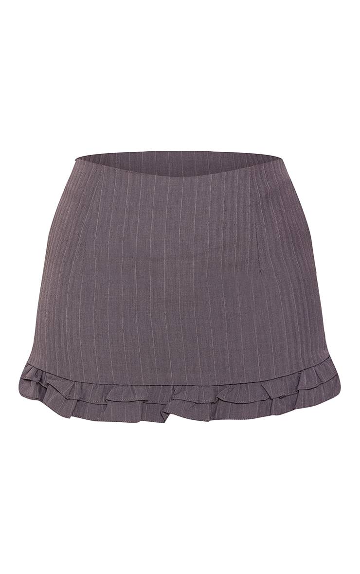 Charbon Mini-jupe Taille Basse À Rayures Tennis Avec Détail Volant Petite - Ensemble Coordonné