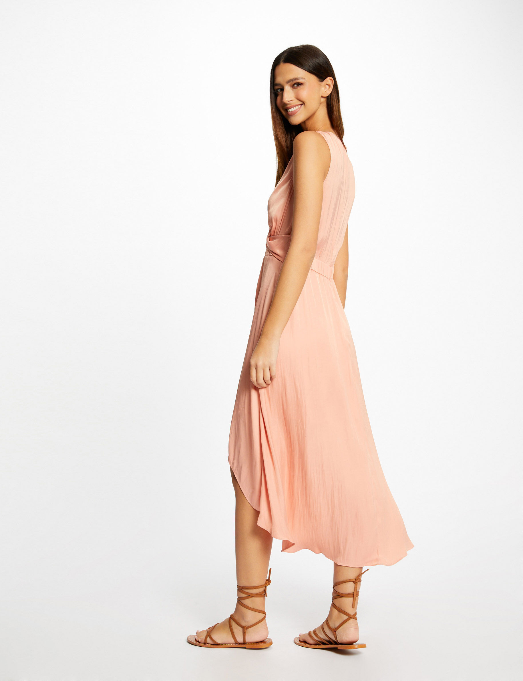 Robe midi trapèze asymétrique rose moyen femme - rose_moyen