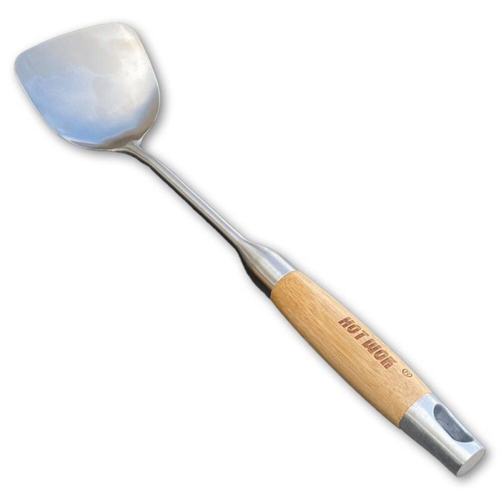 STEKESPADE HOT WOK RUSTFRITT STÅL/BAMBUS 38 CM