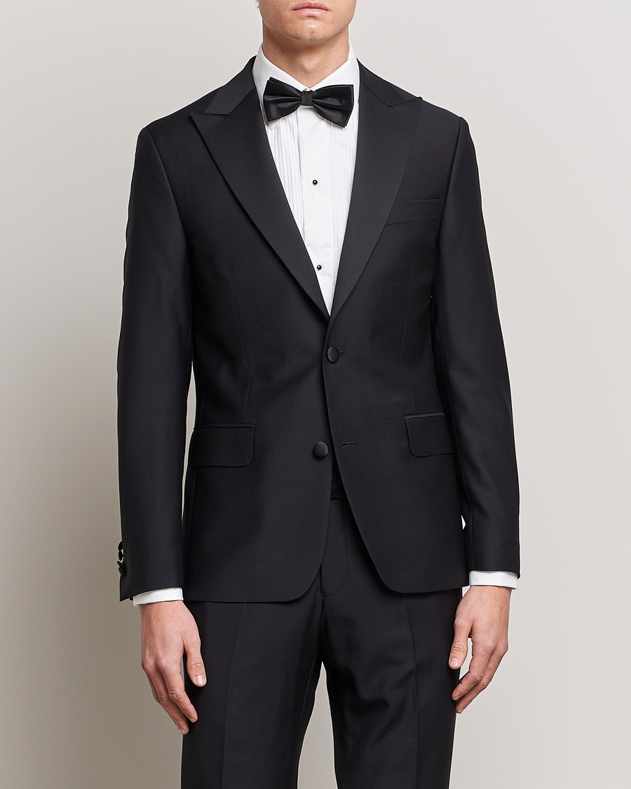 Oscar Jacobson Elder Wool Tuxedo Blazer Black