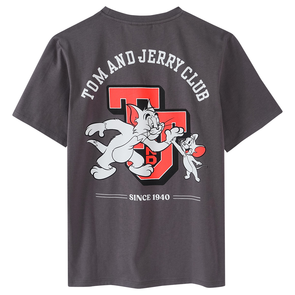 Yigga Tom & Jerry T-Shirt mit großem Print dunkelgrau