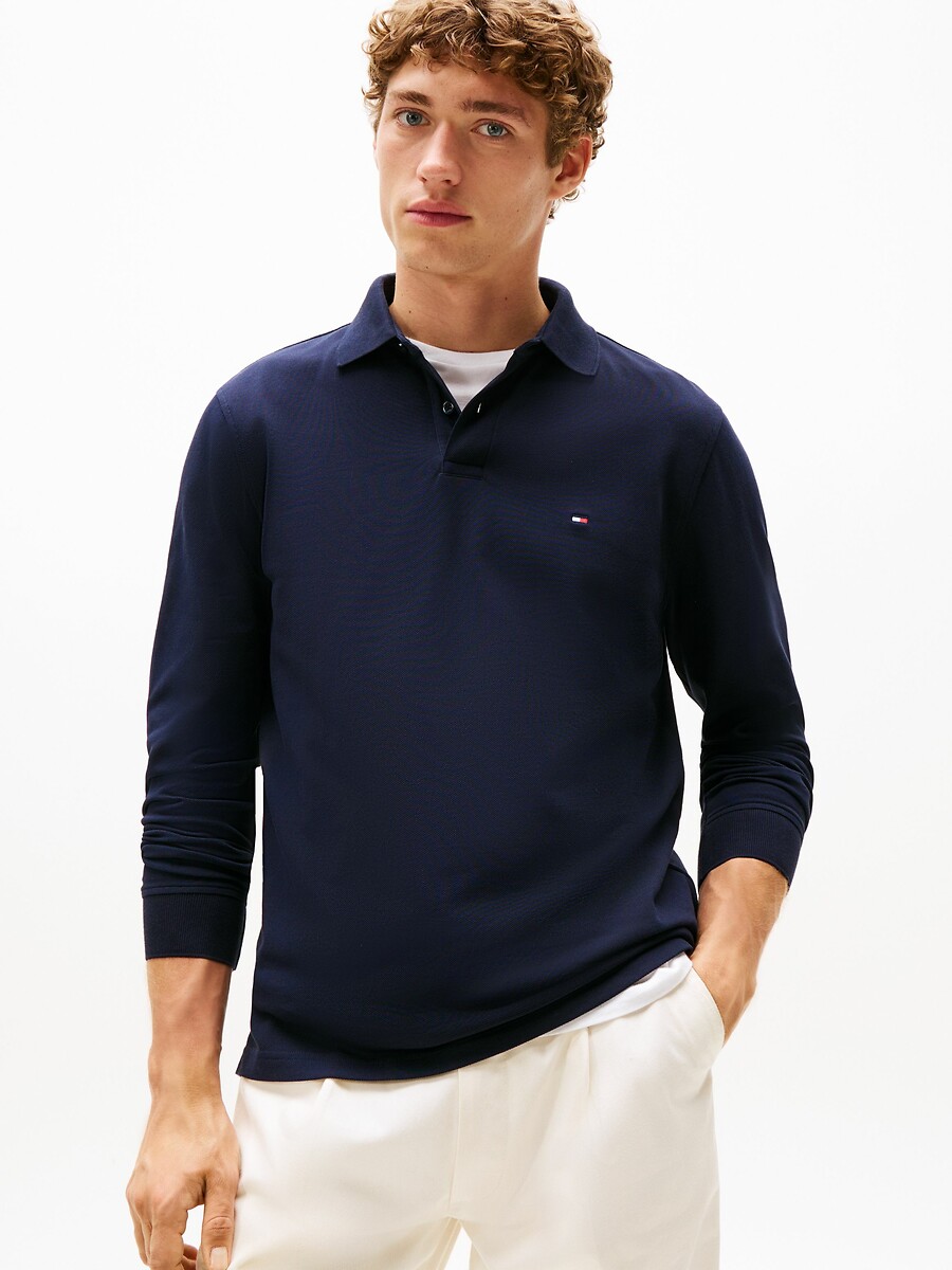 TOMMY HILFIGER<br>Camisa polo reta de manga comprida, malha piqué 1985