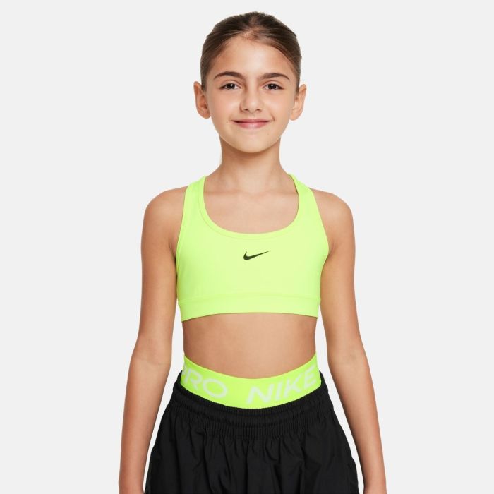 Nike Junior BH Dri-FIT Swoosh Sports Bra Gul