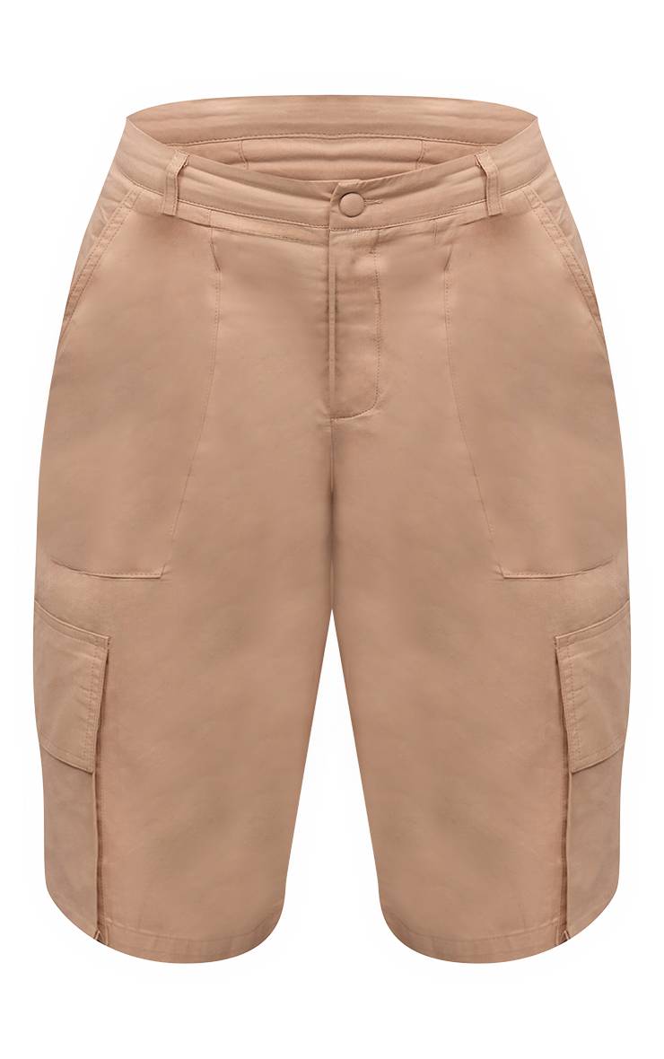 Sable Short Long Tissé Avec Détail De Poches Cargo