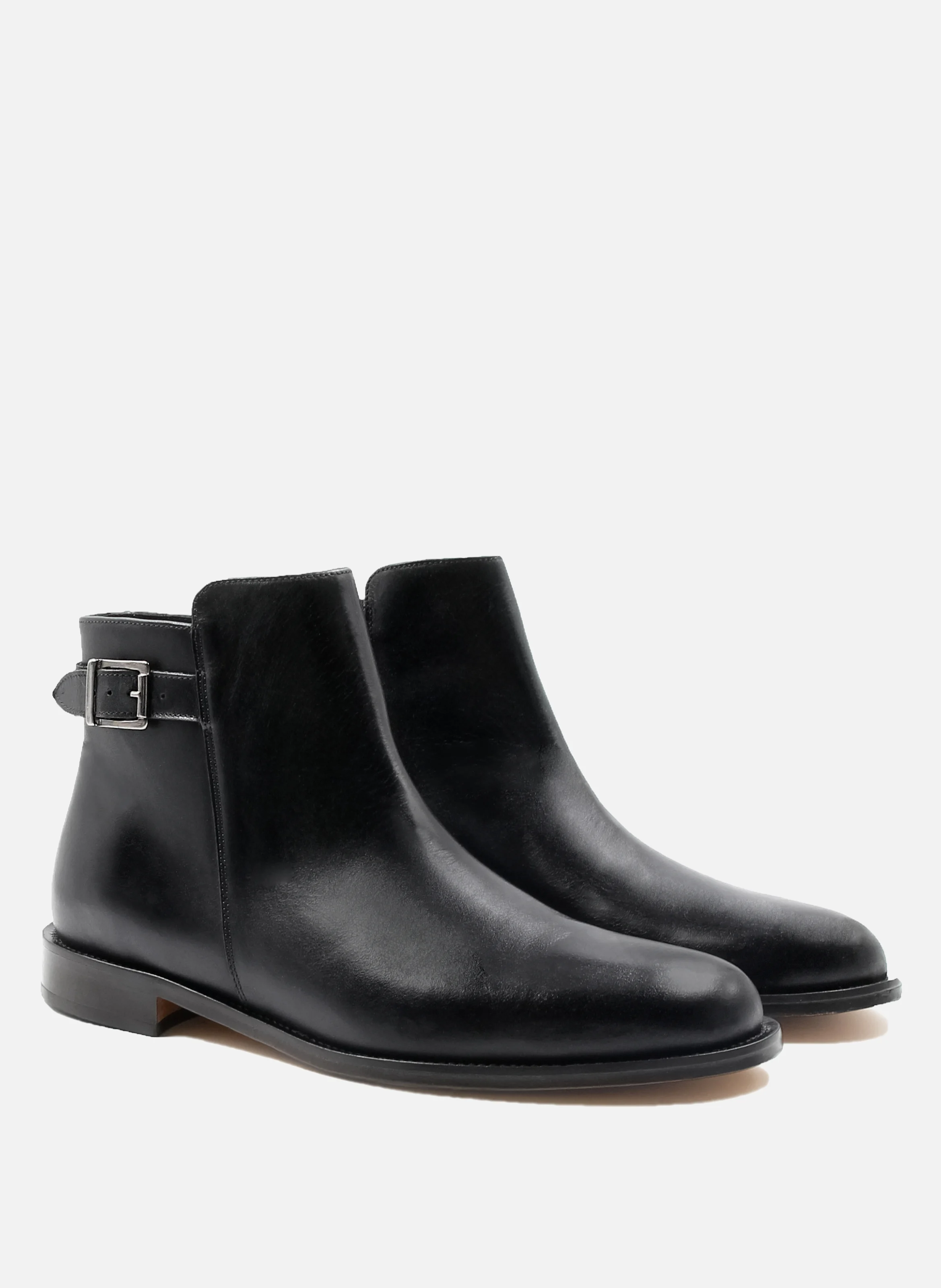 Boots à boucle cuir lisse | Noir