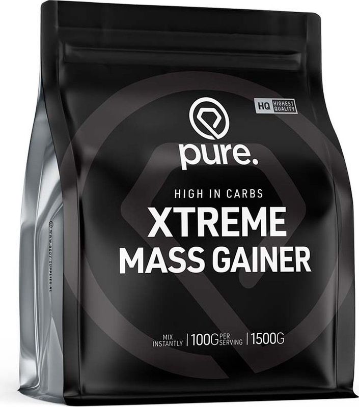 Pure. Xtreme Mass Gainer - Aardbei - 1500gr - eiwit - koolhydraten - gewichtstoename - weightgainer