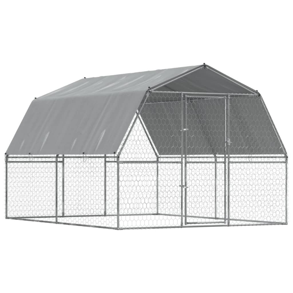 Gaiolas para cães vidaXL com teto e porta, 2 unidades, aço galvanizado prateado