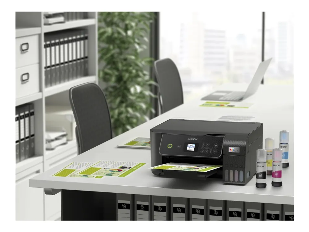 Epson EcoTank ET-2871 - Multifunktionsprinter - farve - blækprinter - ITS - A4 (medie) - op til 10 spm (udskriver) - 100 ark - Wi-Fi, USB - sort