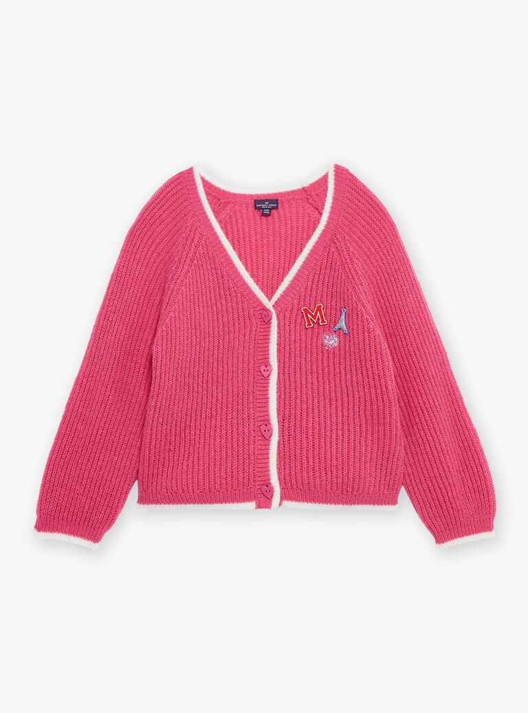 Gilet rose pétunia en tricot