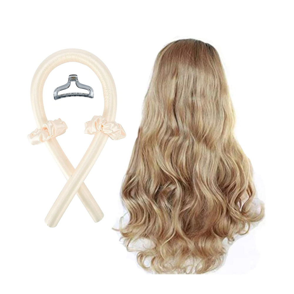 (4-tlg. Set) Locken Haarband Heatless Curler Sockenlocken Haar Styling ohne Hitze inkl. Haarspange   Haargummis - Beige