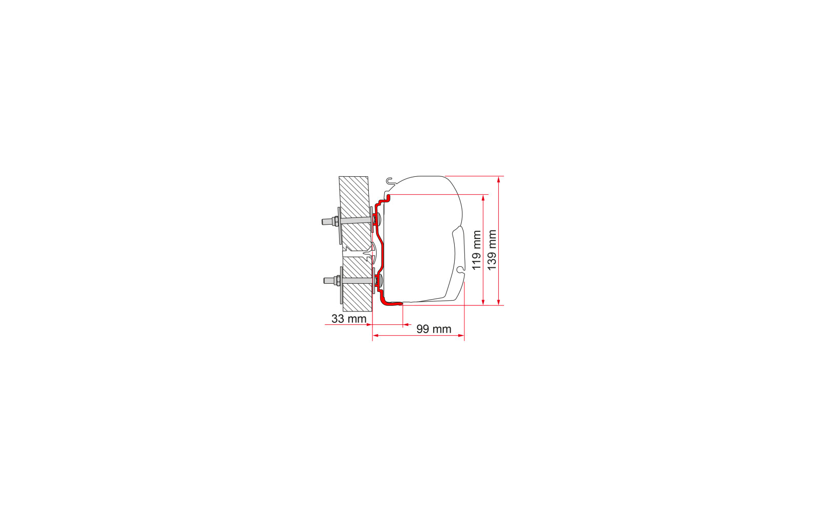 Fiamma Hymer ab 2016 Markisenadapter für Fiamma F45 300 cm