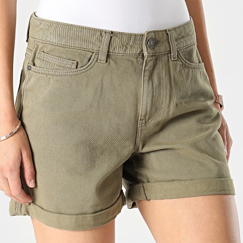 Short Jean Femme Smiley Vert Kaki