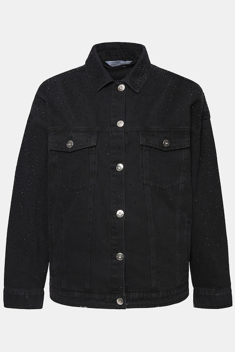 Jeansjacke, oversized, Hemdkragen, Langarm