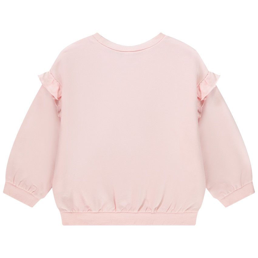 Sweat fantaisie à épaules volantées pour bébé fille - Rose