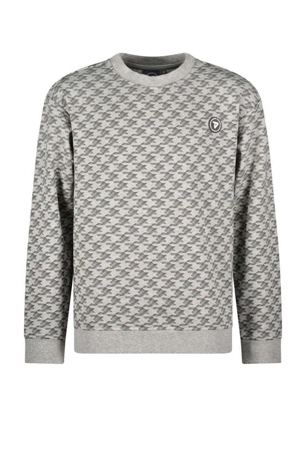 TYGO & vito sweater Dev met all over print grijs melange