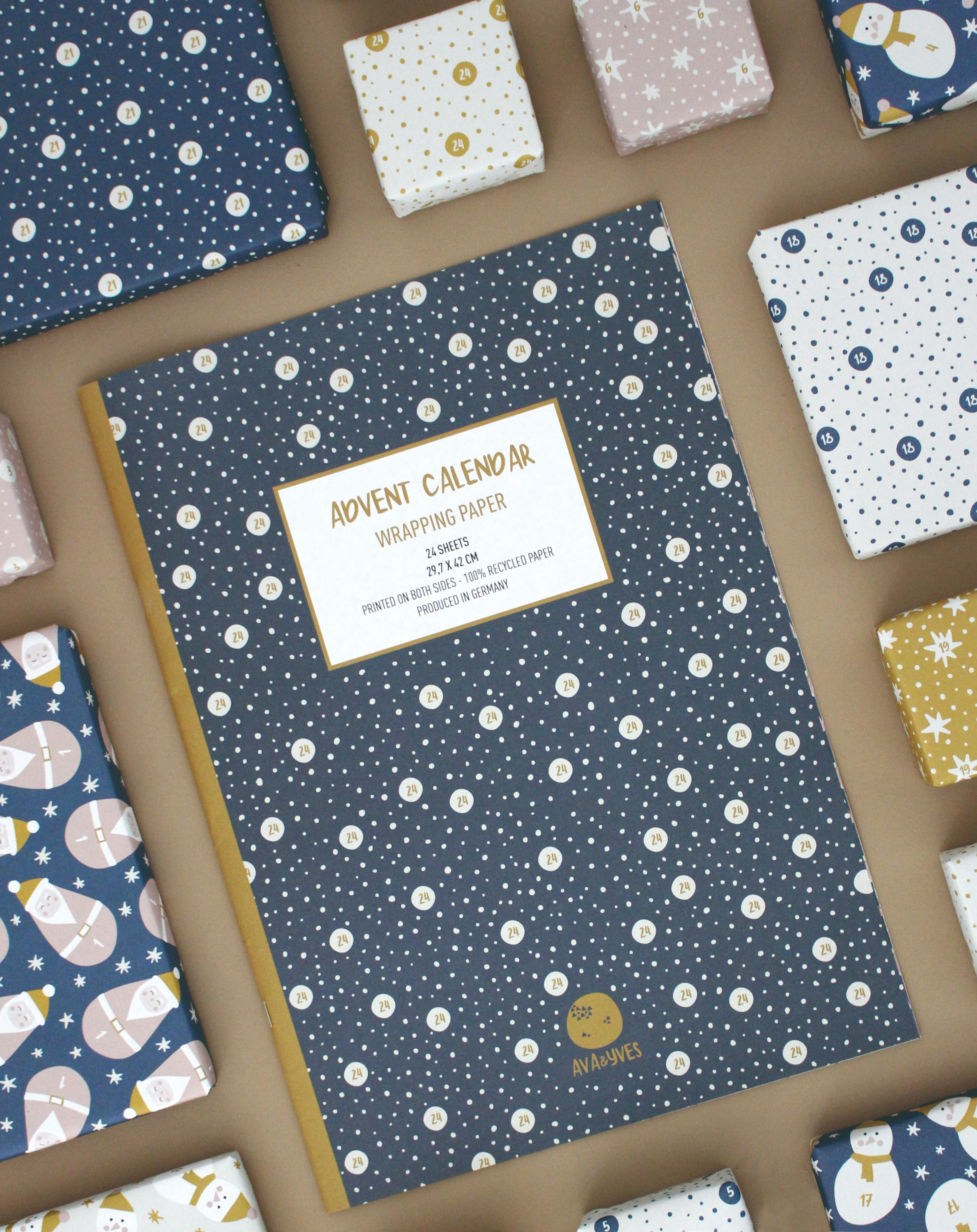 Geschenkpapier-Booklet ADVENT CALENDAR 24-teilig