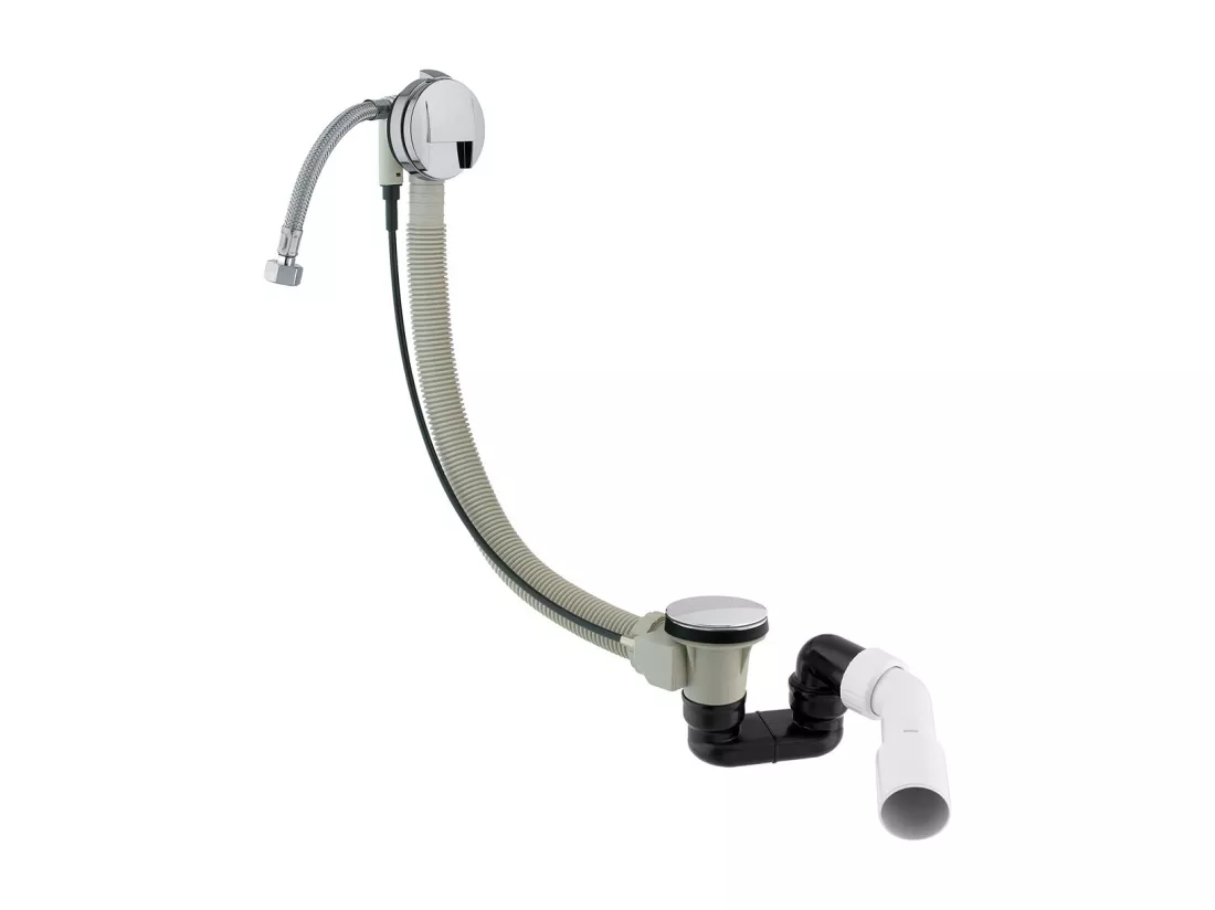 Ensemble de vidange de baignoire avec bonde extra-plat en laiton - Chrome