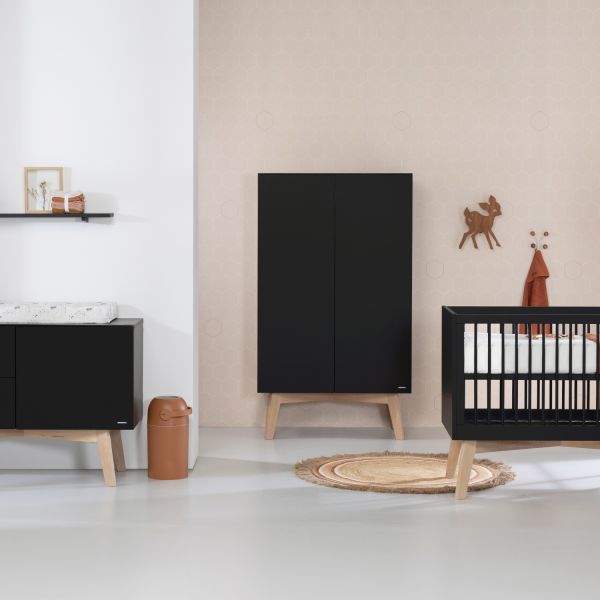Kidsmill Sixties Babybed Zwart Mat / Naturel 60 x 120 cm