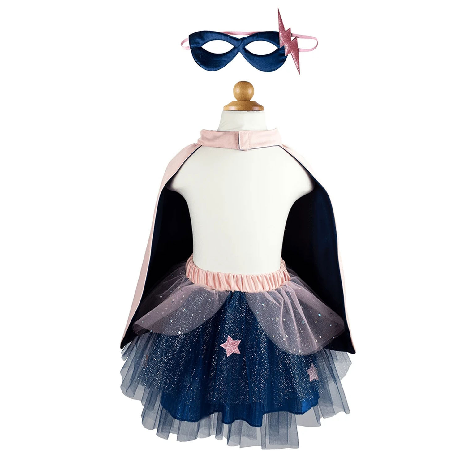 Verkleedset Super-Duper Heldin Roze/Marineblauw, 4-6 jaar