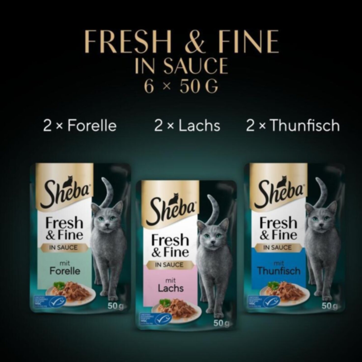 Sheba Fresh+Fine Katzenfutter in Sauce Variation Fisch 6x50g