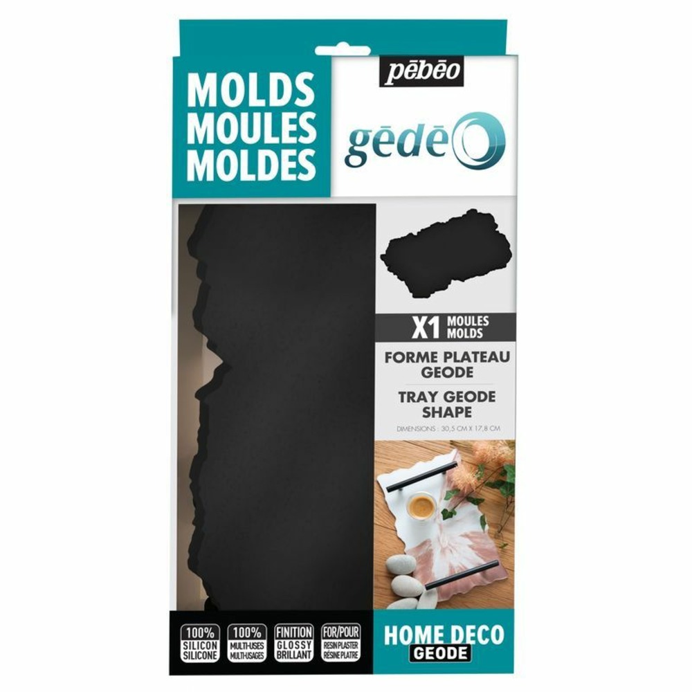 Moule plateau en silicone - géode - 32 x 18 cm