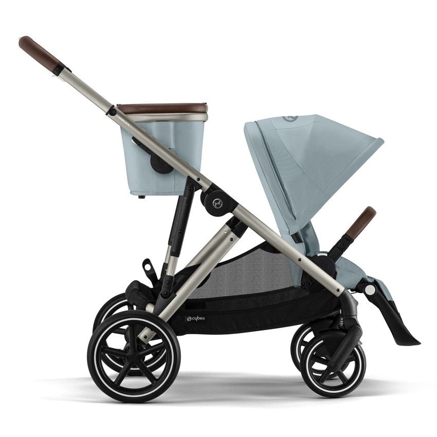 Poussette double Gazelle S 2023 - Châssis taupe/Sky Blue - Ecru