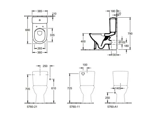 WC à poser sans bride VILLEROY ET BOCH O.novo avec abattant + nettoyant