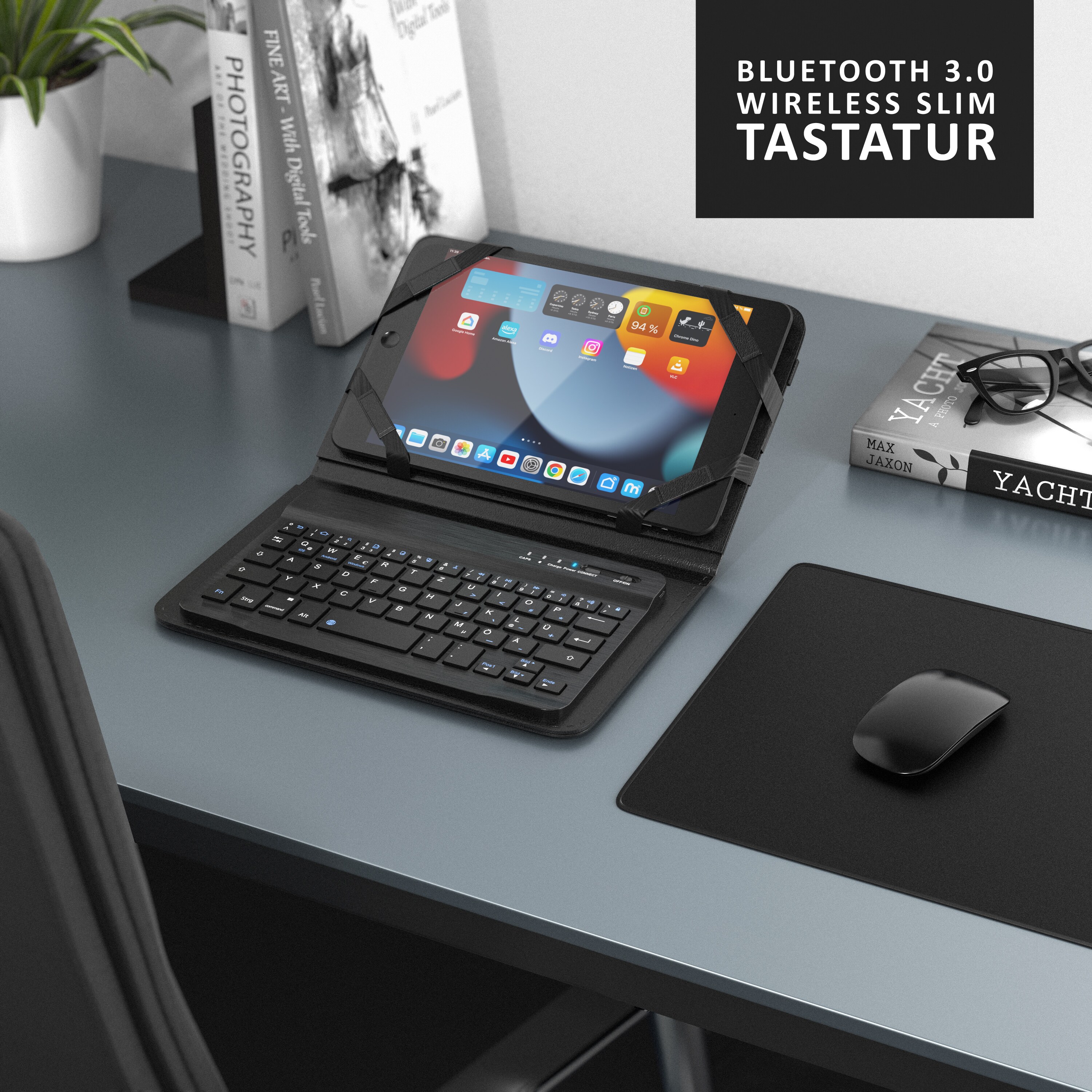 Aplic Tablet-Tastatur, Bluetooth, Kunstledercase für 7-8