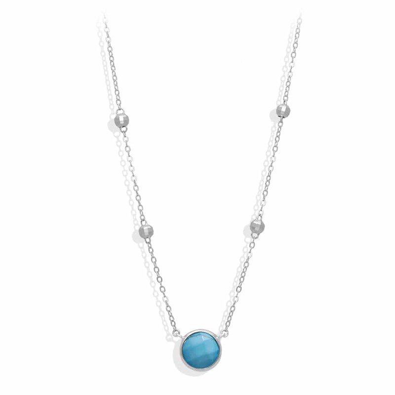 Collier Argent Valentine Cristal Turquoise