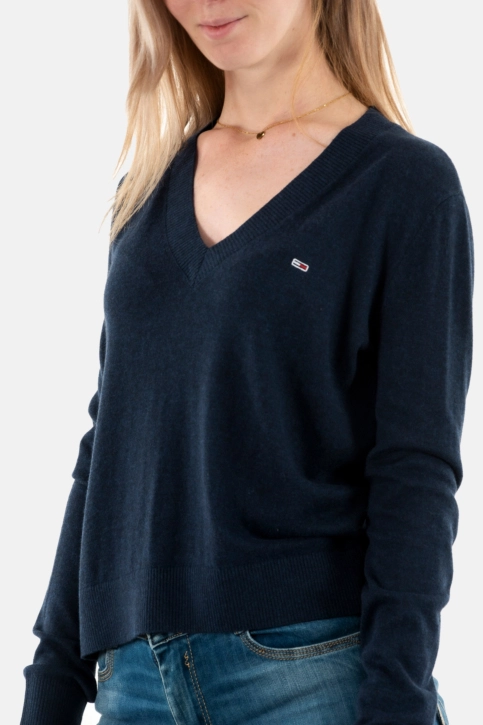 Sweat tommy jeans essential vneck dro dark night navy melange