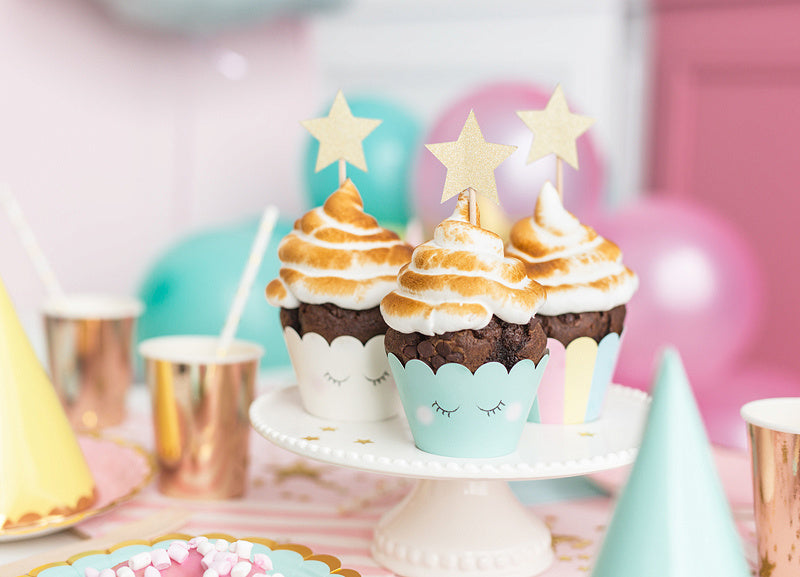 Caketopper Sterren Goud 11,5cm 6st
