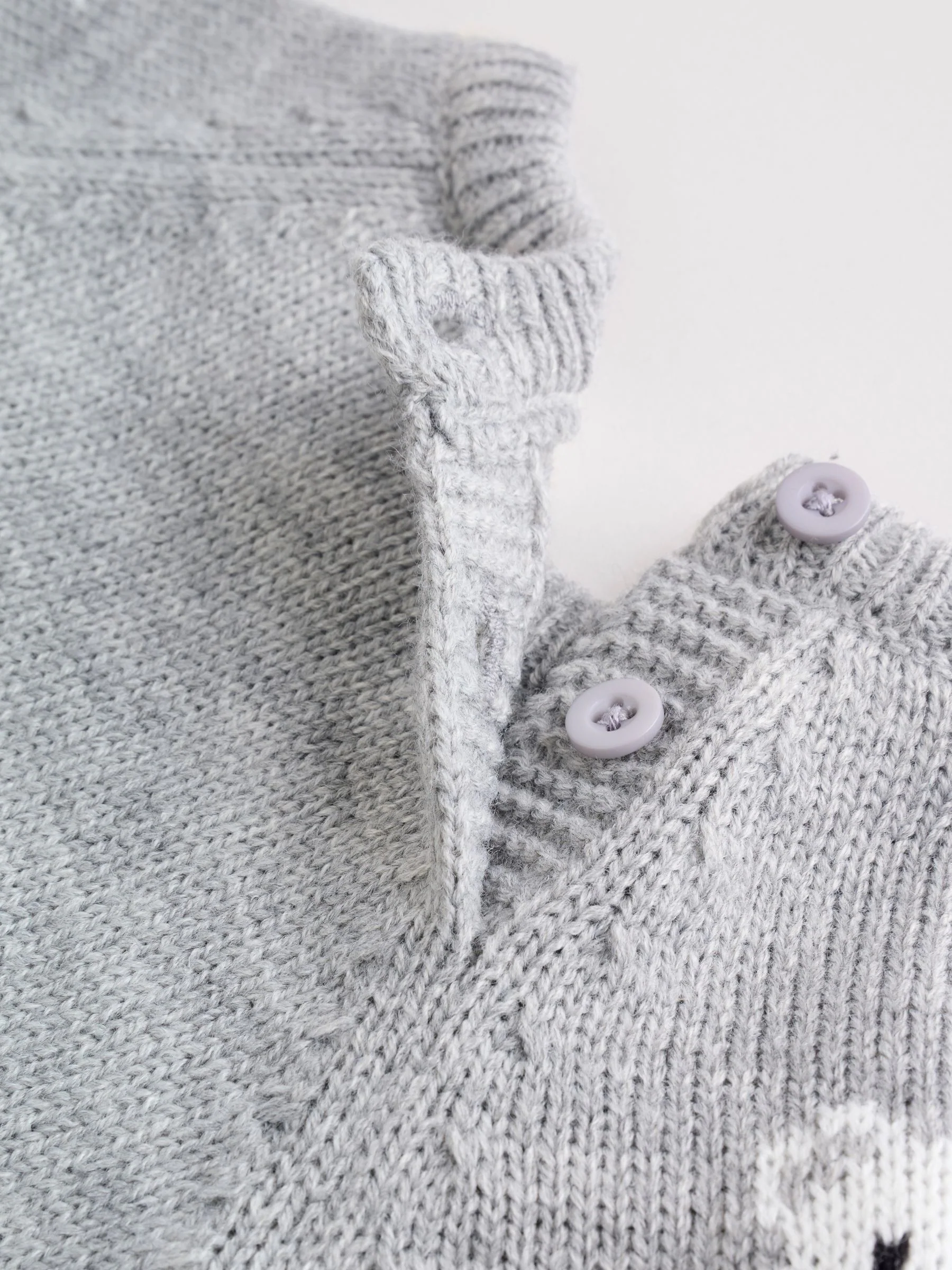 Grijze beer - Babyset van gebreide top en legging (0mnd-2jr)
