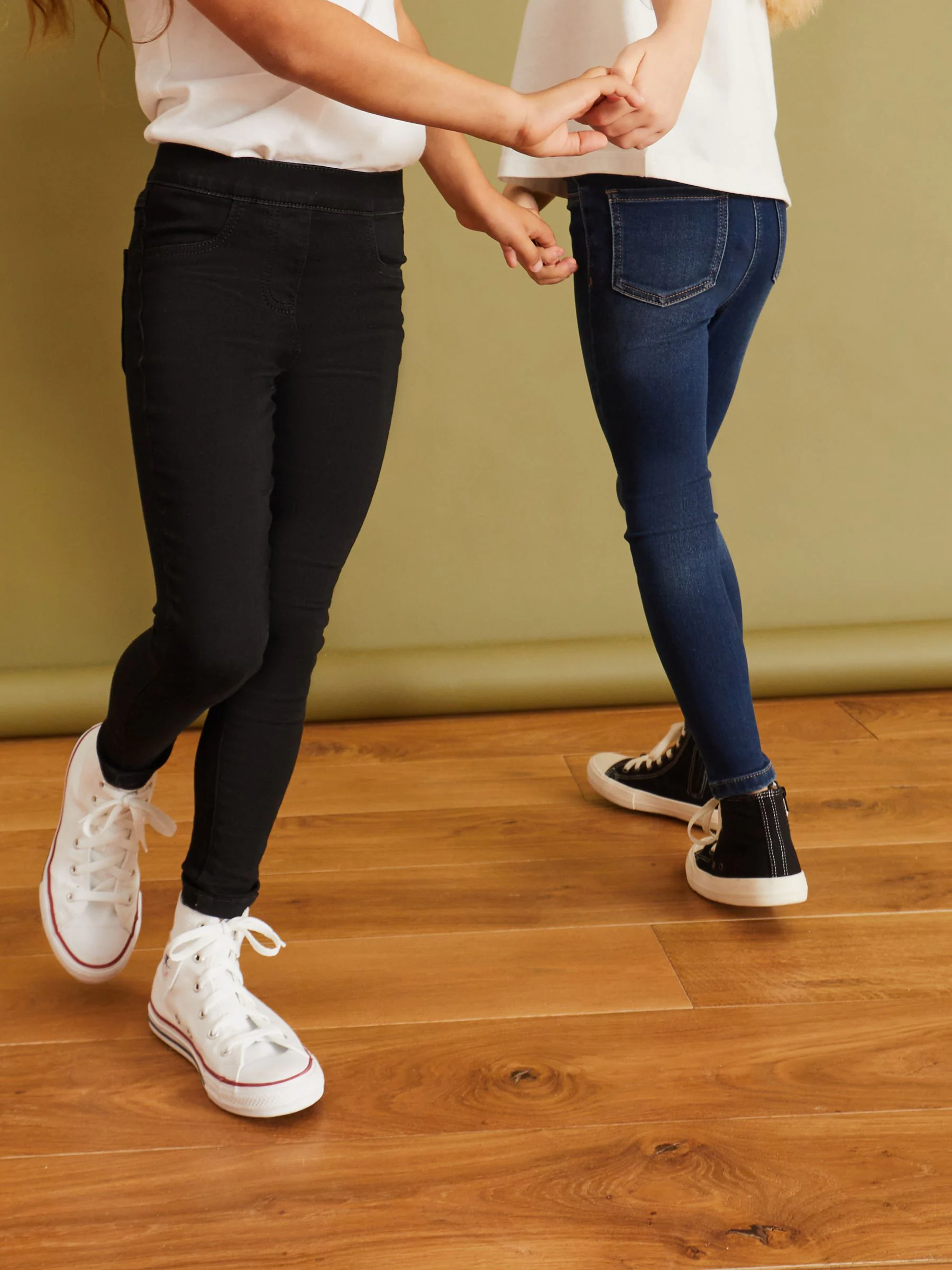Black/Dark Denim - Set van 2 jeggings met elastische taille (3-16 jr)
