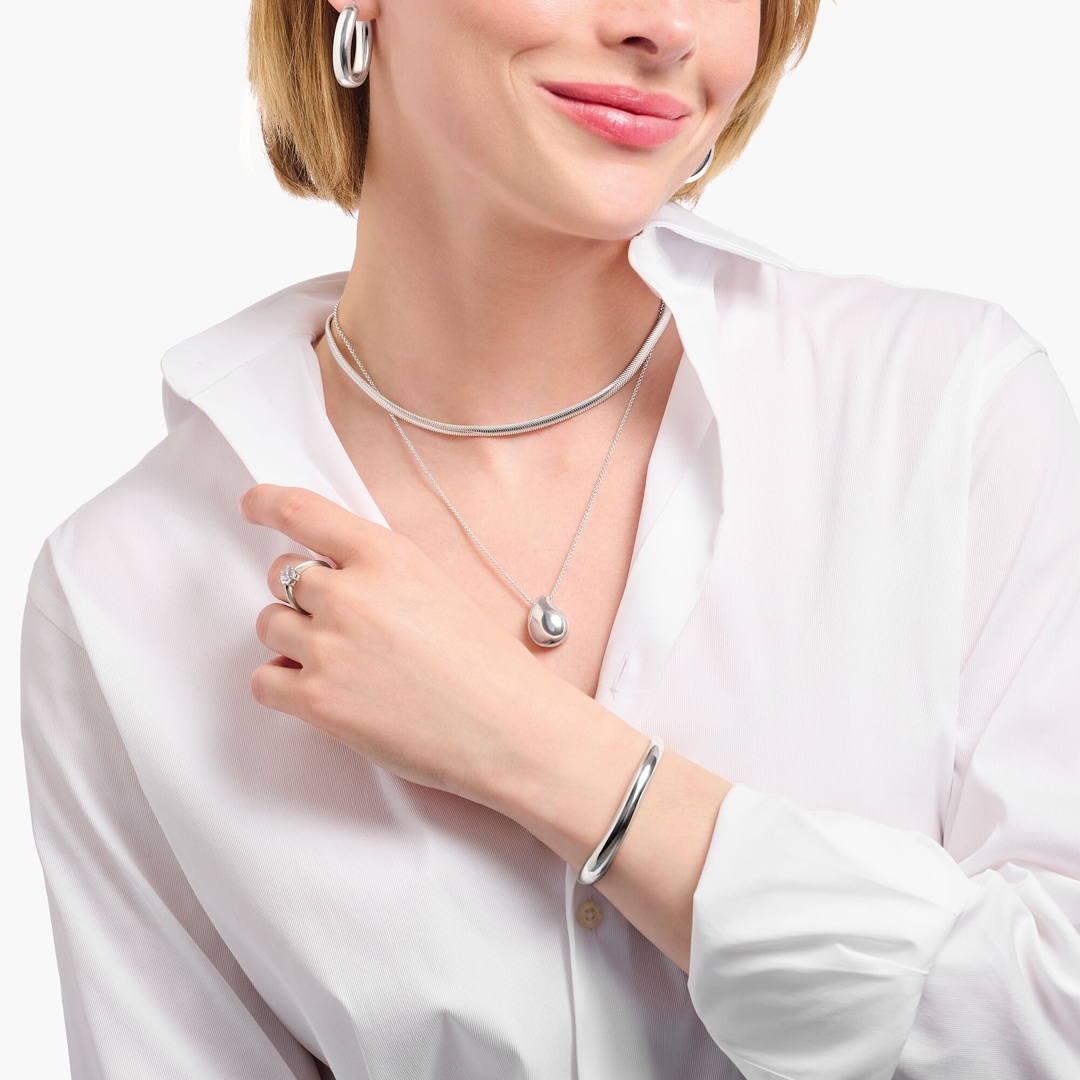 Thomas Sabo Bold Elegance Kette mit Anhänger in organischer Tropfenform Silber