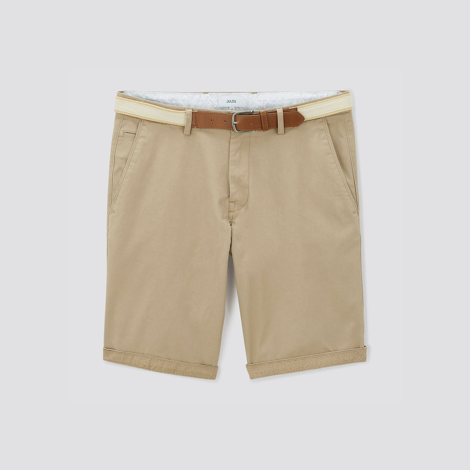 Bermuda chino uni avec ceinture Beige