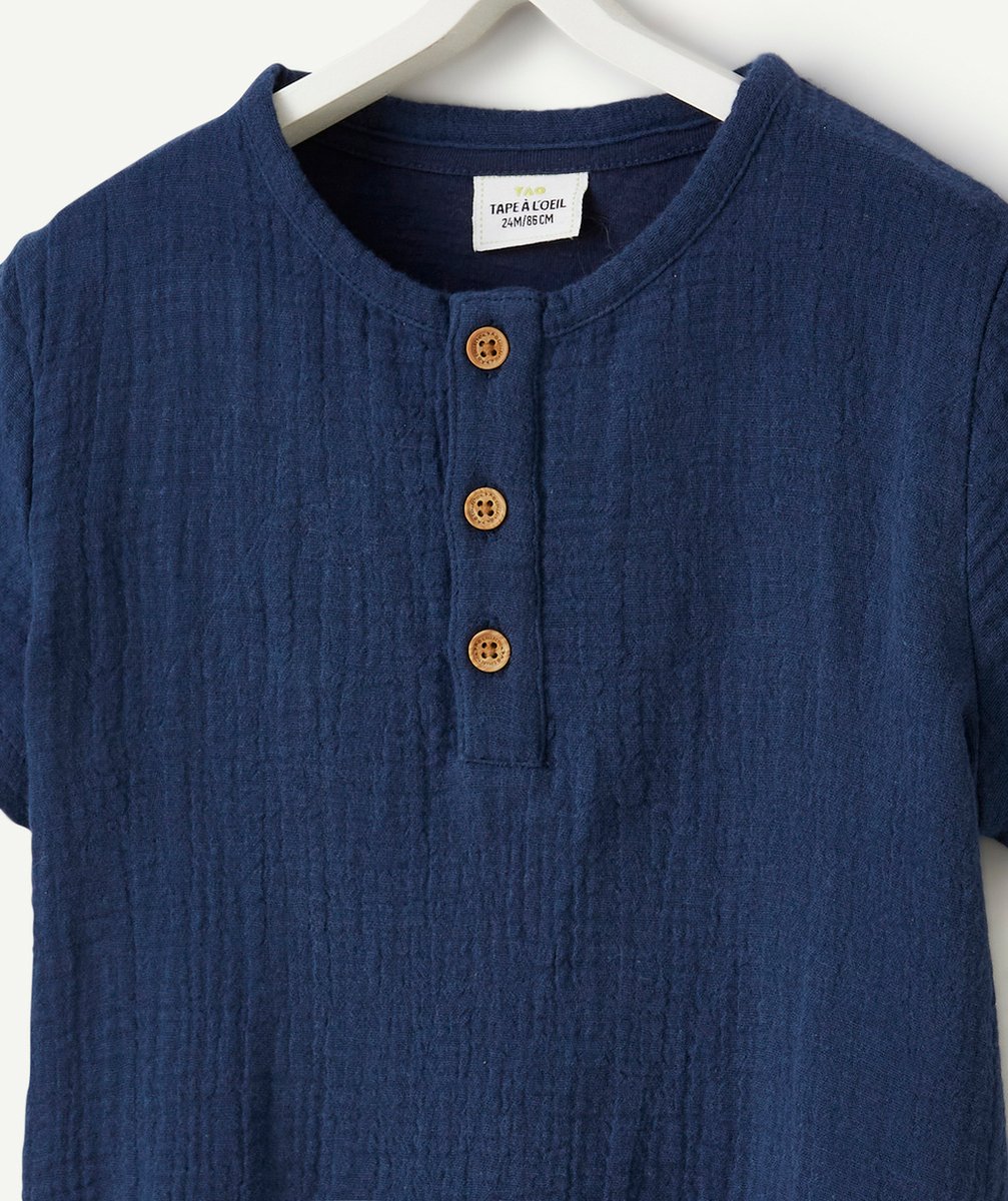 T-SHIRT BÉBÉ GARÇON EN GAZE DE COTON BLEU MARINE