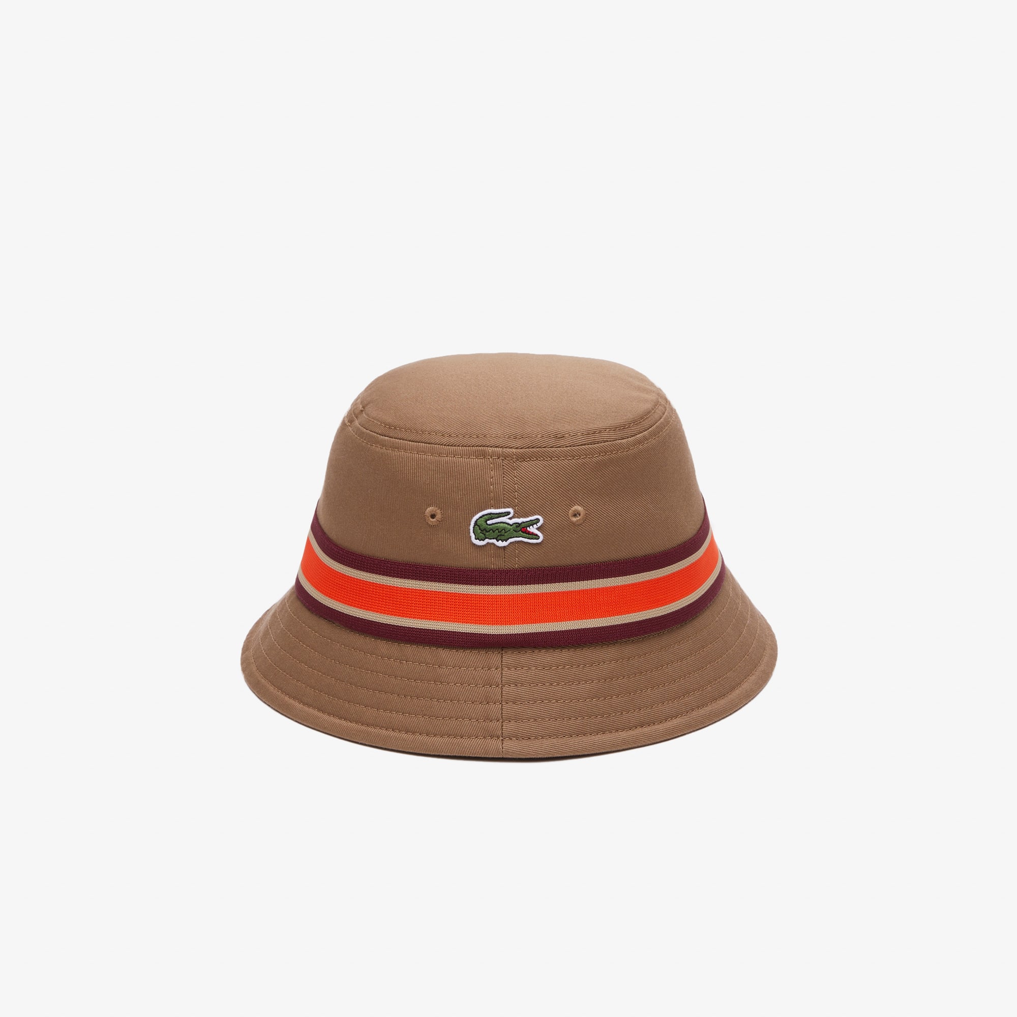 Bob en gabardine de coton avec bandes contrastées Chapeaux & Casquettes - Marron - Lacoste - Femme