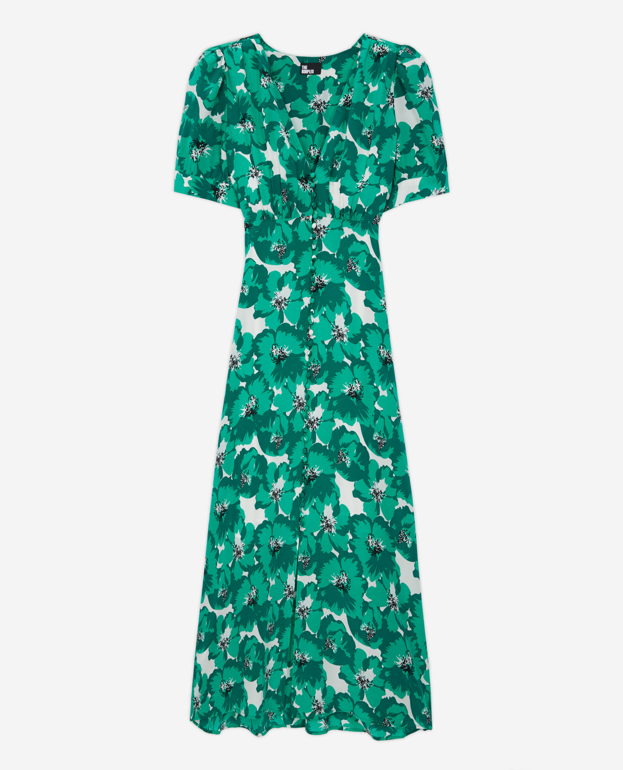 Robe longue imprimée avec boutonnage