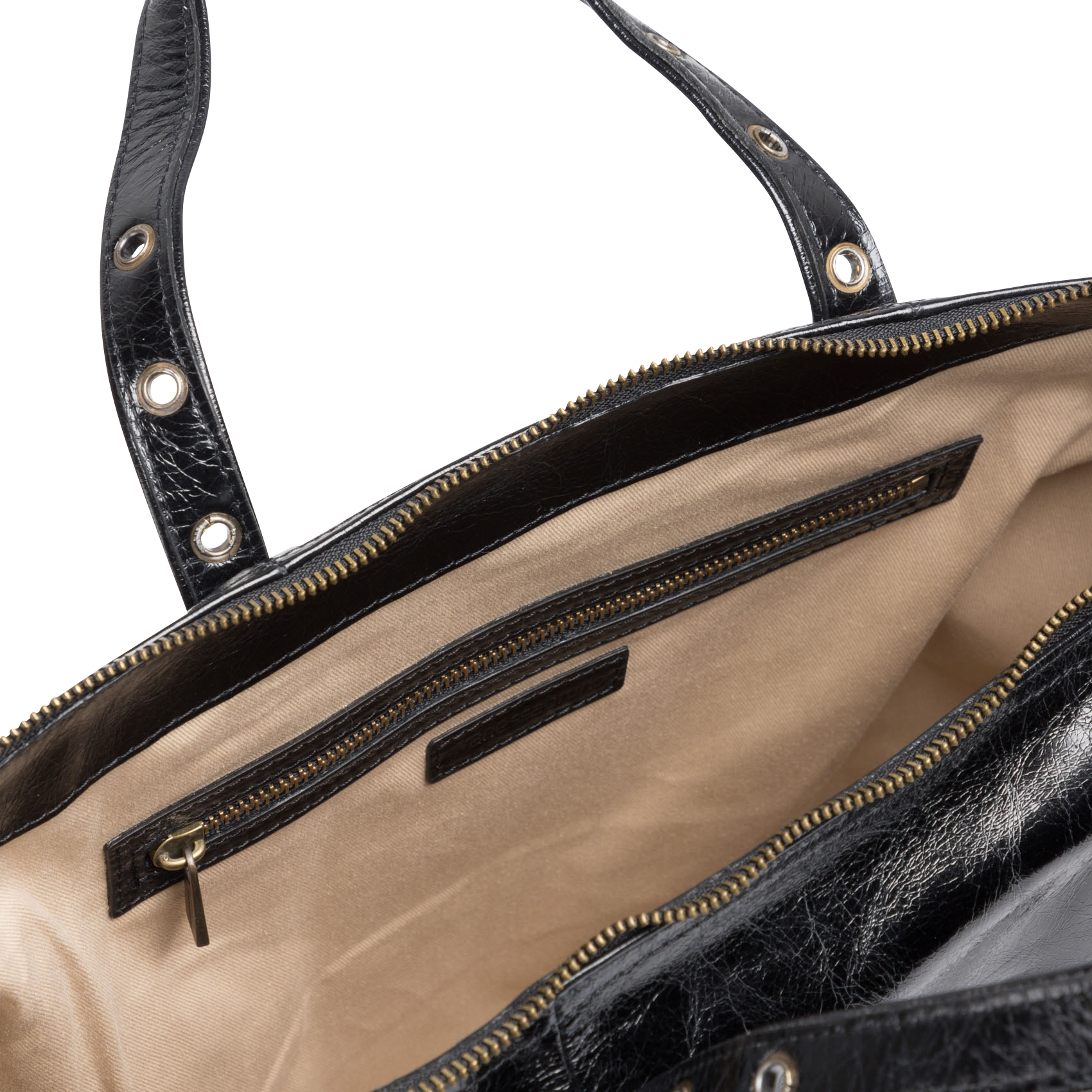 Grand sac à main en cuir craquelé | Noir
