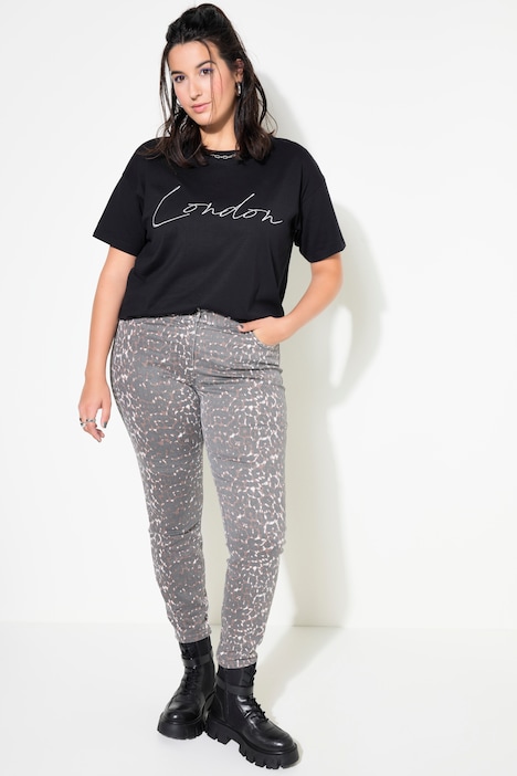 Skinny-Jeans, High Waist, Leo-Print, 5-Pocket