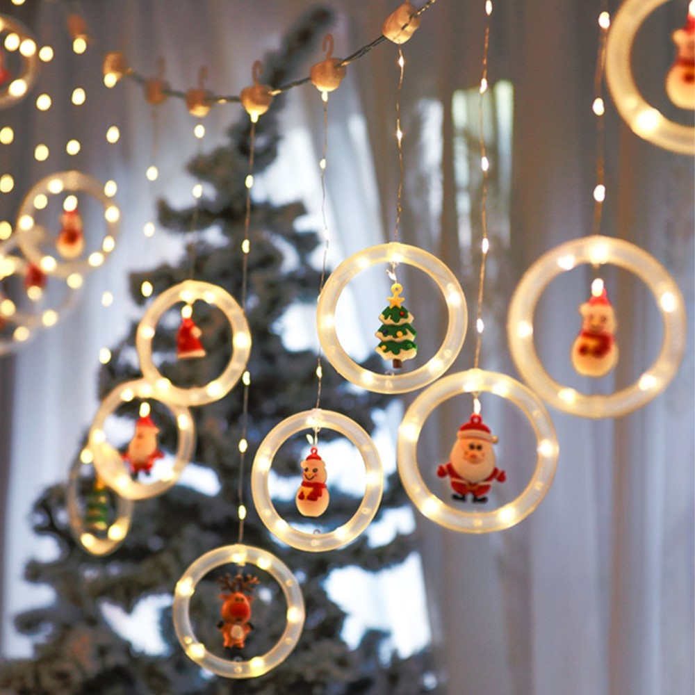 (3m) 110 LED's Weihnachts Deko USB Lichterkette 3D Figuren Vorhang Beleuchtung - Warmweiss