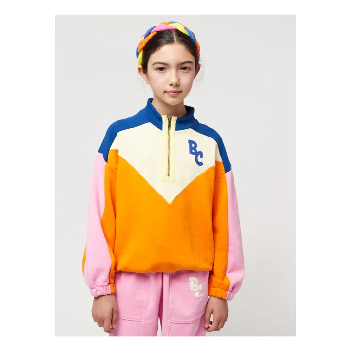 Bobo Choses Pull Coton Bio Color Block | Orange