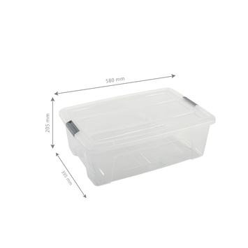 Iris opbergbox Click New Top box 30 liter transparant met grijze clips en deksel