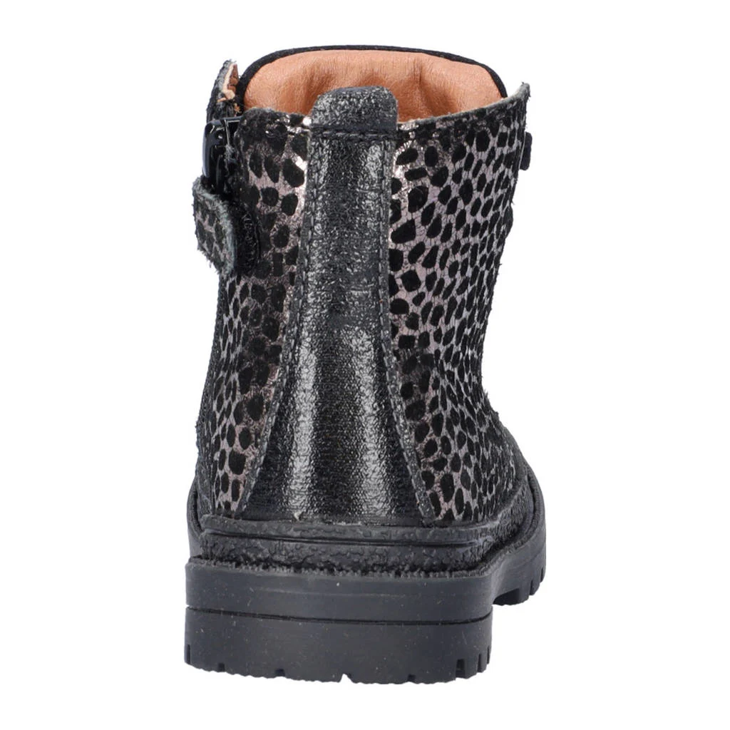 Nelson Kids suède veterboots zwart/zilver