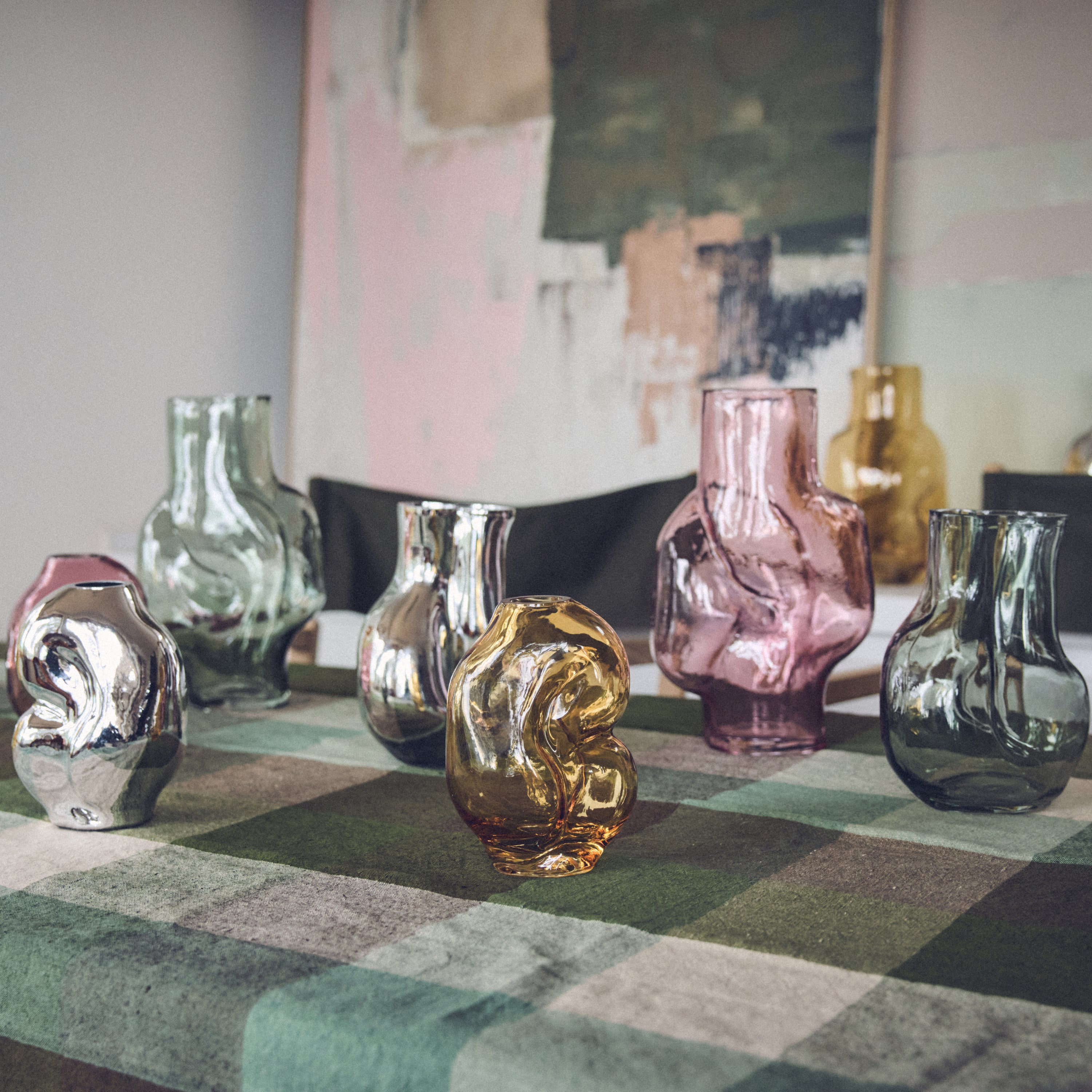 HKliving Gleam Glass Vaas Small - Amber