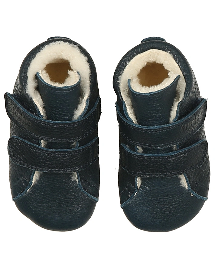 Leder-Krabbelschuhe PIRKO gefüttert in dunkelblau