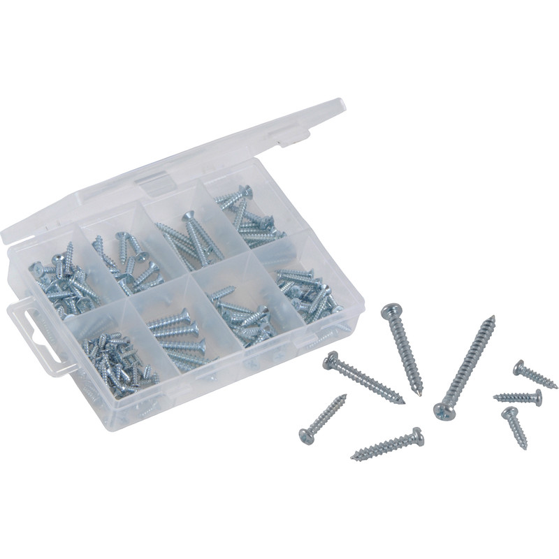 Set zelftappende schroeven platkop 160-delig PZ